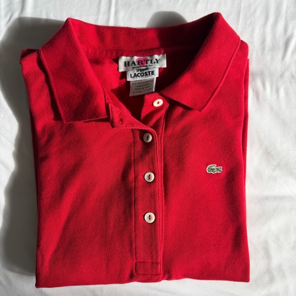 Lacoste Tops - Lacoste Devanlay Vibrant Red Classic Preppy Collared Long Sleeve Polo Shirt